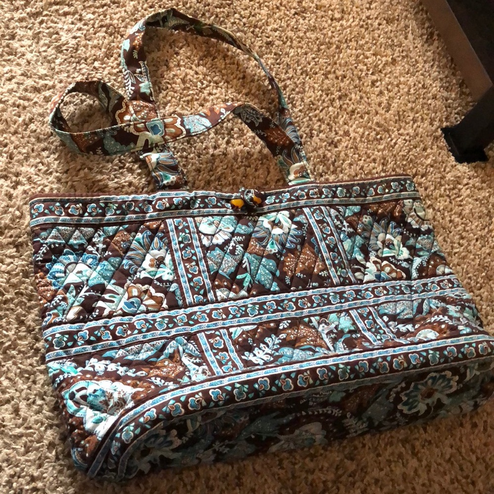 LARGE Vera Bradley Java Blue Tote Bag EUC